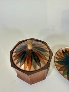 Annemarie Davidson Annamarie Davidson Copper Enamel Plate Lidded Wood Bowl - 4150231