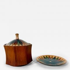 Annemarie Davidson Annamarie Davidson Copper Enamel Plate Lidded Wood Bowl - 4151802