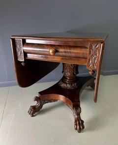 Anthony Quervelle Anthony Querville Drop Leaf Mahogany Table w Acanthus Leaf Carving Circa 1845 - 4190788