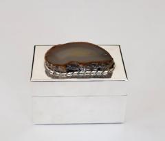 Anthony Redmile ANTHONY REDMILE SILVER PLATE BOX WITH AGATE TOP LONDON CIRCA 1970 - 1672608