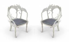 Anthony Redmile Set of 4 Redmile Post Modern English White Lacquered Fantasy Horn Chairs - 2789551