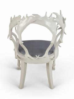 Anthony Redmile Set of 4 Redmile Post Modern English White Lacquered Fantasy Horn Chairs - 2789552