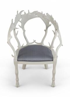 Anthony Redmile Set of 4 Redmile Post Modern English White Lacquered Fantasy Horn Chairs - 2789553