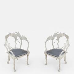 Anthony Redmile Set of 4 Redmile Post Modern English White Lacquered Fantasy Horn Chairs - 2792191