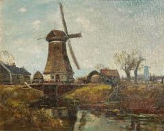 Anthony Thieme Anthony Thieme Windmill Landscape Oil Painting - 3065057