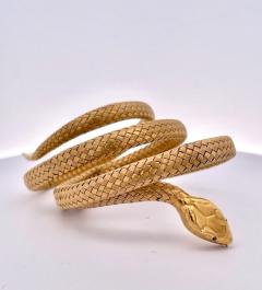 Antique 14K Triple Wrap Snake Bracelet - 3686751