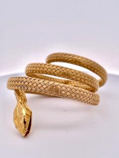 Antique 14K Triple Wrap Snake Bracelet - 3686752