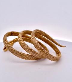 Antique 14K Triple Wrap Snake Bracelet - 3686753