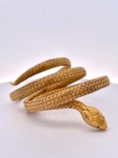 Antique 14K Triple Wrap Snake Bracelet - 3686754