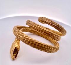 Antique 14K Triple Wrap Snake Bracelet - 3686757