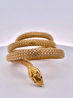 Antique 14K Triple Wrap Snake Bracelet - 3686758