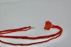Antique 14k Coral Necklace with Carved Bacchus Head - 3459009