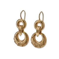 Antique 15K Gold Pendant Earrings - 3411892