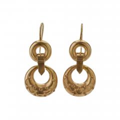 Antique 15K Gold Pendant Earrings - 3412653