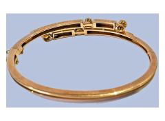 Antique 15K Rose Gold Sapphire and Pearl Bangle English C 1890 - 59371