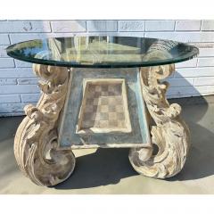 Antique 17th C Louis XV Venetian Painted Glass Top Side Table - 4707404