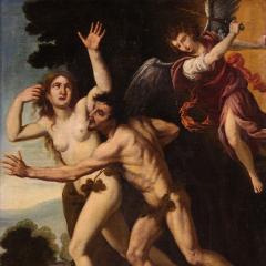Antique 17th century painting the expulsion of Adam and Eve - 4219791