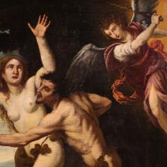 Antique 17th century painting the expulsion of Adam and Eve - 4219801