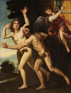 Antique 17th century painting the expulsion of Adam and Eve - 4222125