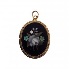 Antique 18K Gold Pietra Dura Pendant Locket Italy C 1875 - 1061655