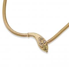 Antique 18K Gold Snake Necklace - 4168031