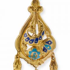Antique 18K Gold and Enamel Pendant Earrings - 3563213