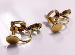 Antique 18K Gold and Platinum Peridot and Diamond Earrings - 3119516