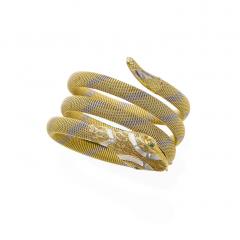 Antique 18K Gold and Platinum Snake Bracelet - 4168035