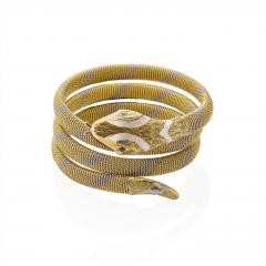 Antique 18K Gold and Platinum Snake Bracelet - 4168036