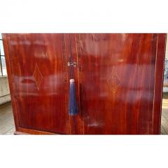 Antique 18c Flame Mahogany Inlaid Linen Press Armoire Cupboard - 4762465
