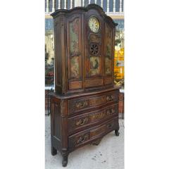 Antique 18c Louis XV Carved Walnut Vaisselier With Built in Clock - 4317165
