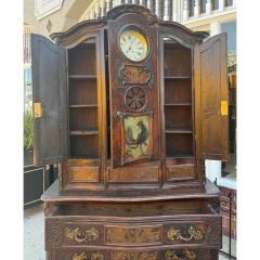 Antique 18c Louis XV Carved Walnut Vaisselier With Built in Clock - 4317166