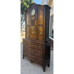 Antique 18c Louis XV Carved Walnut Vaisselier With Built in Clock - 4317170