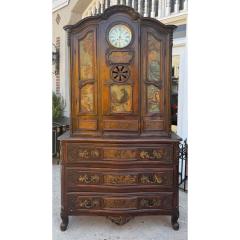 Antique 18c Louis XV Carved Walnut Vaisselier With Built in Clock - 4317171