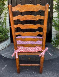 Antique 18th C American Ladder Back Arm Chair W Scalamandre Down Cushion - 2611495