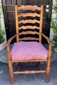 Antique 18th C American Ladder Back Arm Chair W Scalamandre Down Cushion - 2611499