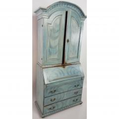 Antique 18th C Blue Paint Decorated French Country Secretary Desk - 1598950