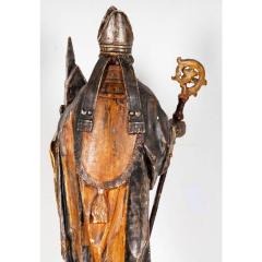 Antique 18th C Carved Painted Giltwood Figure of St Agustin - 4549822