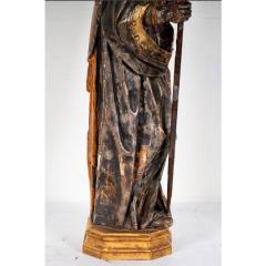 Antique 18th C Carved Painted Giltwood Figure of St Agustin - 4549823