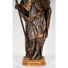 Antique 18th C Carved Painted Giltwood Figure of St Agustin - 4549825