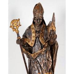 Antique 18th C Carved Painted Giltwood Figure of St Agustin - 4549826
