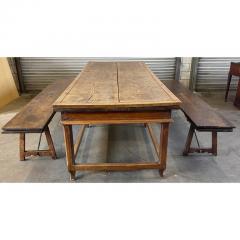 Antique 18th C French Country Farmhouse Extension Table Bench Seating - 2777405