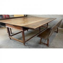 Antique 18th C French Country Farmhouse Extension Table Bench Seating - 2777459