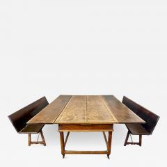 Antique 18th C French Country Farmhouse Extension Table Bench Seating - 2784512