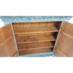 Antique 18th C French Country Paint Decorated Shallow Bookcase Cupboard - 1767844