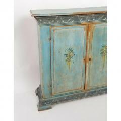 Antique 18th C French Country Paint Decorated Shallow Bookcase Cupboard - 1767848