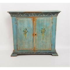 Antique 18th C French Country Paint Decorated Shallow Bookcase Cupboard - 1767858