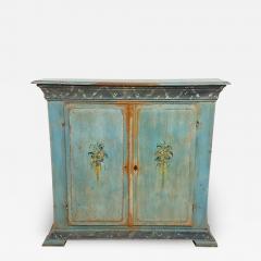 Antique 18th C French Country Paint Decorated Shallow Bookcase Cupboard - 1768693