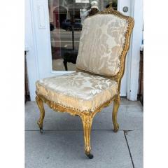 Antique 18th C Giltwood Silk Damask Chair - 4215871