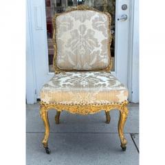 Antique 18th C Giltwood Silk Damask Chair - 4215872